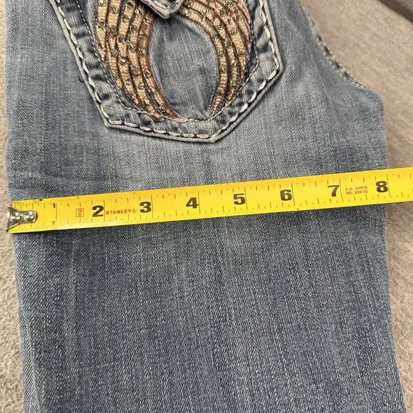 MISS ME - Women's Size 27 Rhinestone Wing JE6003T2R Straight Jeans A46 - Picture 12 of 16